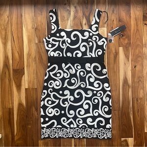 NWT Suite 7 mod Black and White Swirl Dress